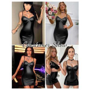 Intimates Sleepwear Black Mini Dress Faux Leather Lingerie Poshmark